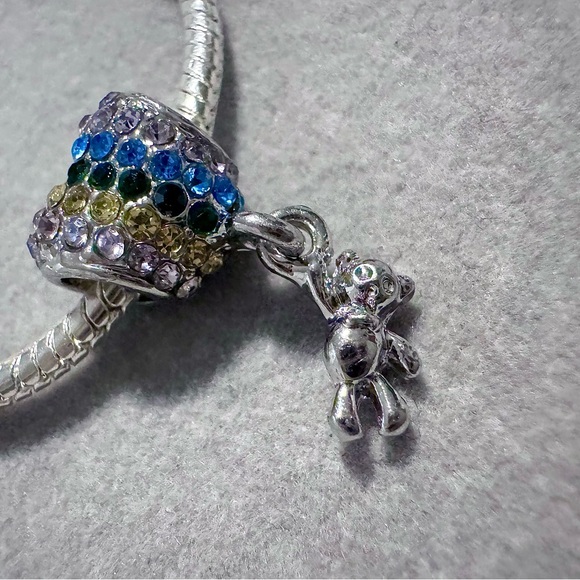 Teddy Bear Hanging from‎ Balloon Charm fits PANDORA - Picture 2 of 9